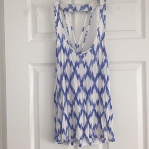 Forever 21 Tank Top Crisscross Back Blue & White M